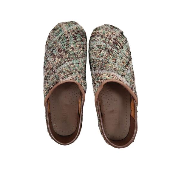 Sanita Shoes Womens 37 Clog Slip On Danish Woven Textile Brown Teal Comfort Walk - Picture 7 of 16